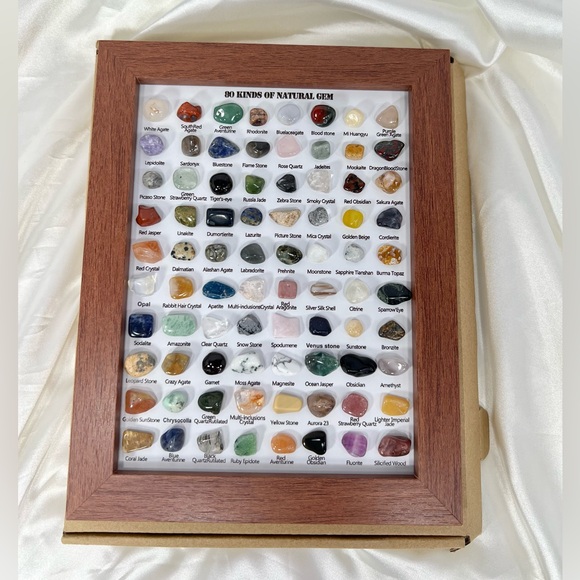90 Framed Gemstone Samples Gift Vertical Brown 1 - Picture 1 of 6